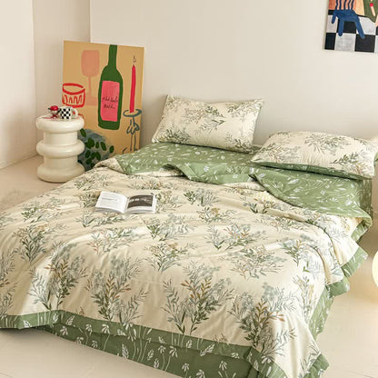 Botanical Leaf Print Pure Cotton Quilt