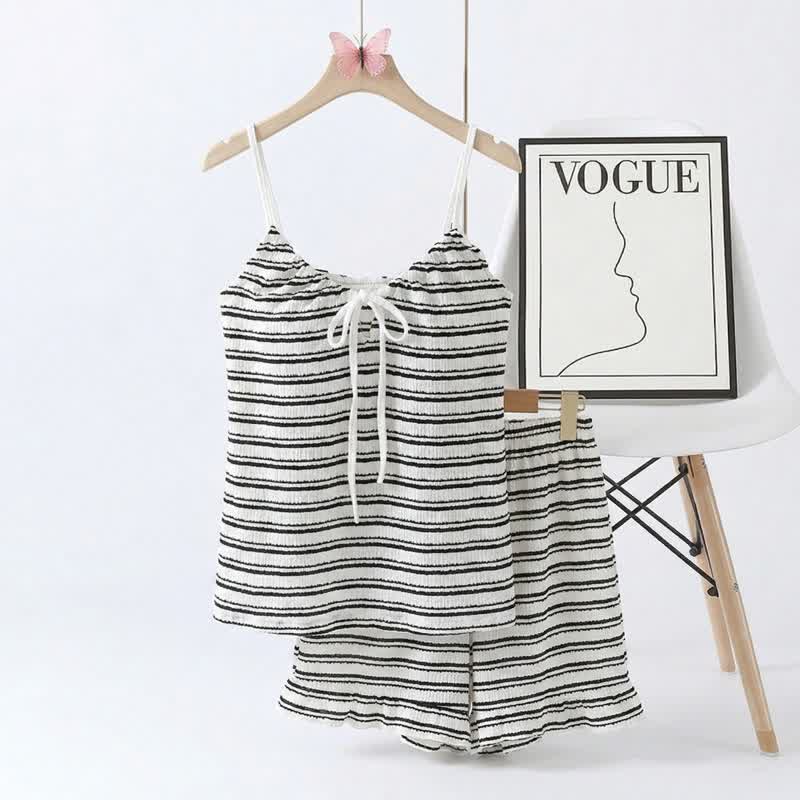 Bow Front Stripe Cami & Shorts Pajama Set