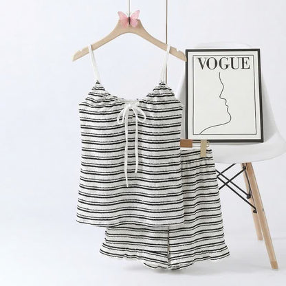 Bow Front Stripe Cami & Shorts Pajama Set