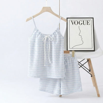 Bow Front Stripe Cami & Shorts Pajama Set
