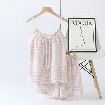 Bow Front Stripe Cami & Shorts Pajama Set