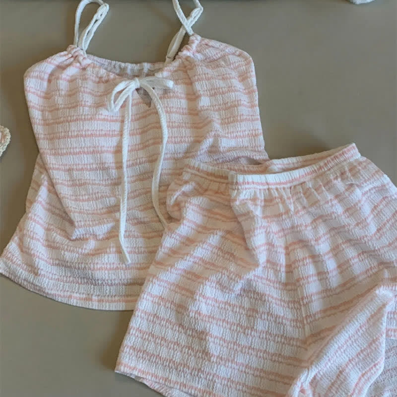 Bow Front Stripe Cami & Shorts Pajama Set