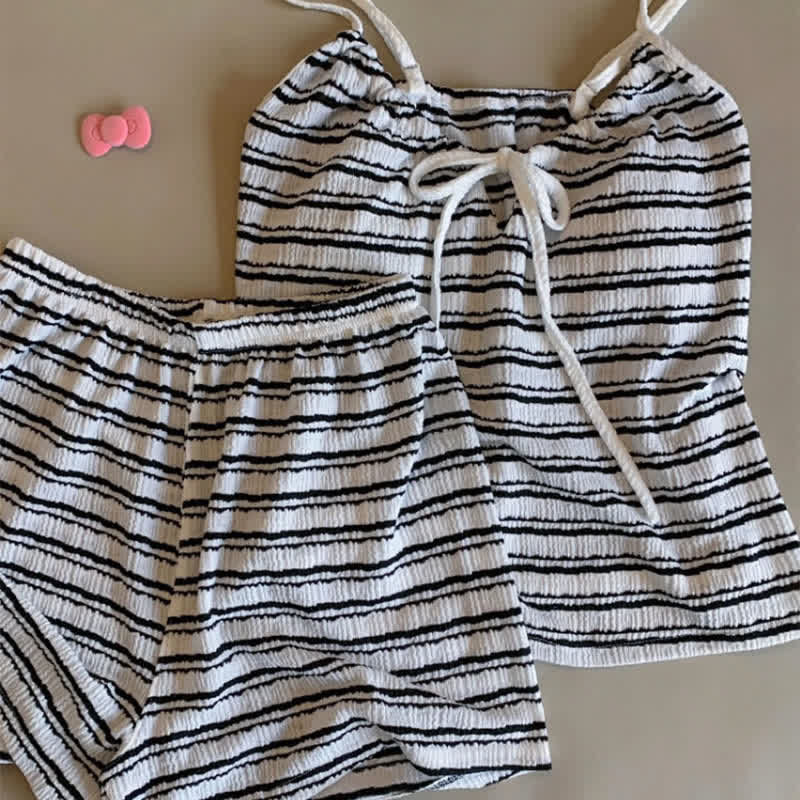 Bow Front Stripe Cami & Shorts Pajama Set