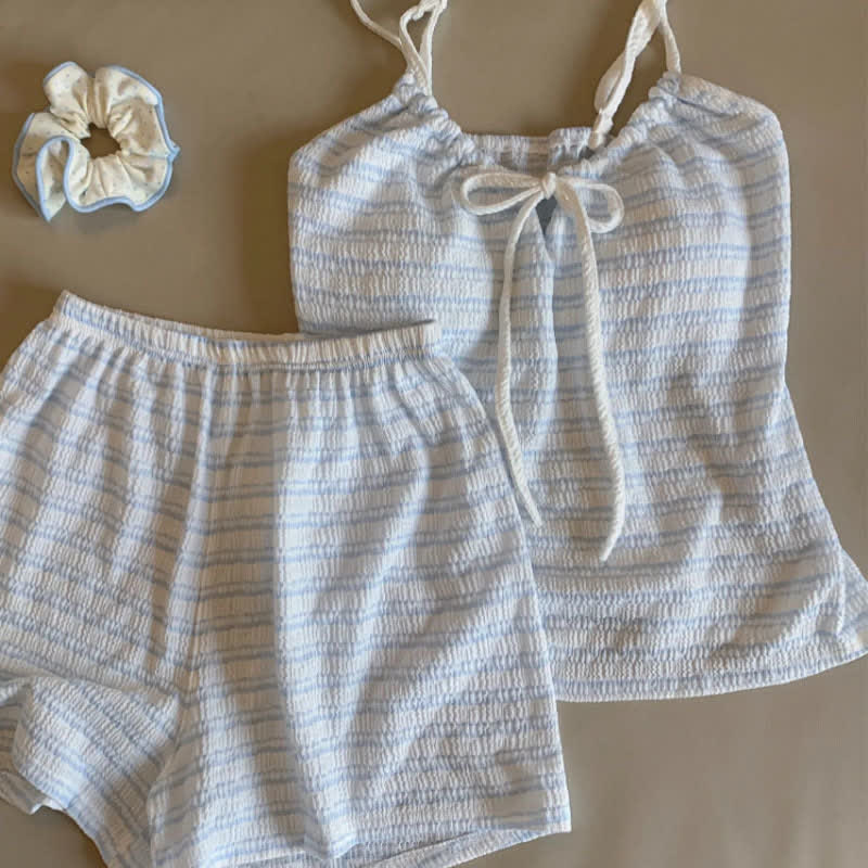 Bow Front Stripe Cami & Shorts Pajama Set