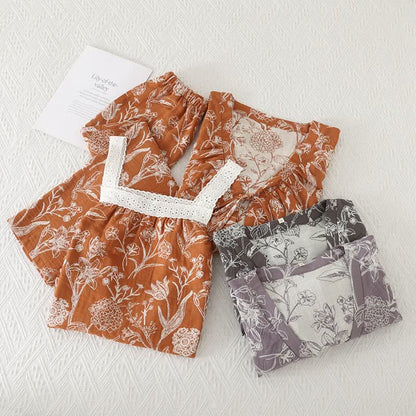 Floral Pure Cotton 3-Piece Pajama Set