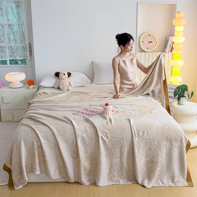 Romantic Rose Bamboo Fiber Summer Blanket