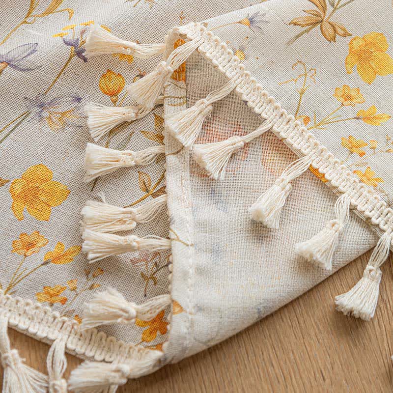Floral Semi-Sheer Kitchen Half Curtain