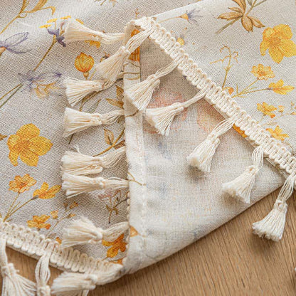 Floral Semi-Sheer Kitchen Half Curtain