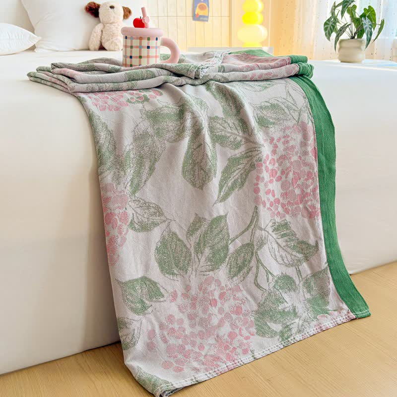 Floral & Leaf Bamboo Fiber Summer Blanket