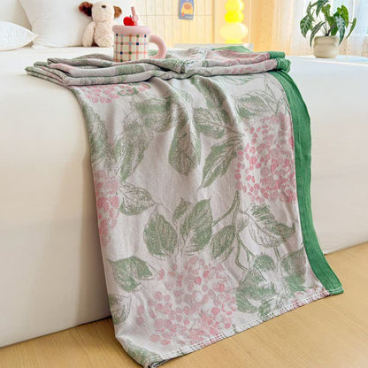 Floral & Leaf Bamboo Fiber Summer Blanket