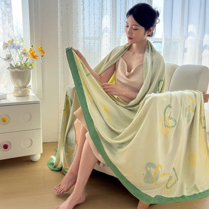 Green Heart Bamboo Fiber Summer Blanket