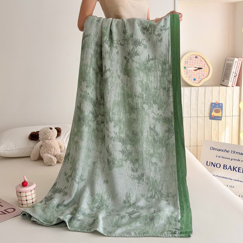 Artistic Botanical Bamboo Fiber Summer Blanket
