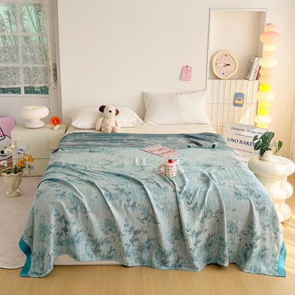 Artistic Botanical Bamboo Fiber Summer Blanket