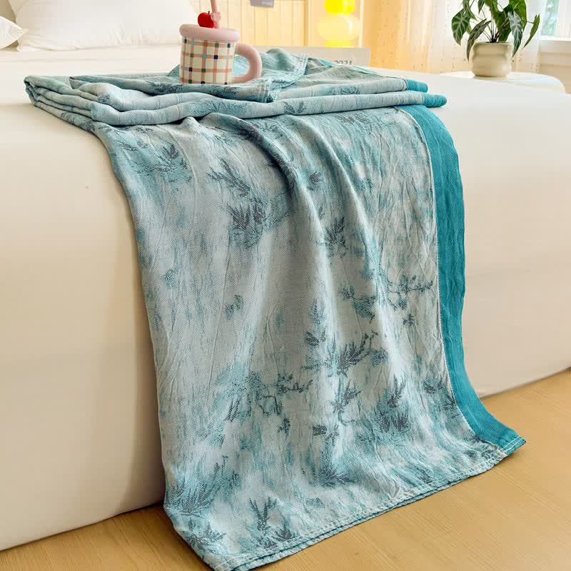 Artistic Botanical Bamboo Fiber Summer Blanket