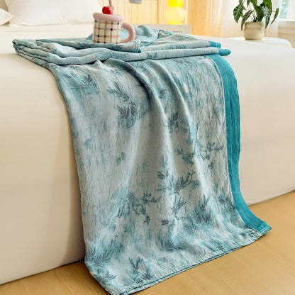 Artistic Botanical Bamboo Fiber Summer Blanket