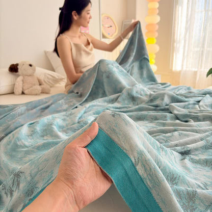 Artistic Botanical Bamboo Fiber Summer Blanket