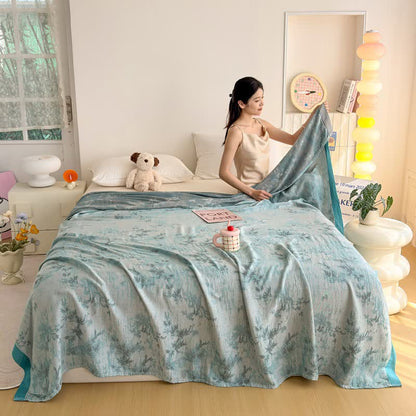 Artistic Botanical Bamboo Fiber Summer Blanket