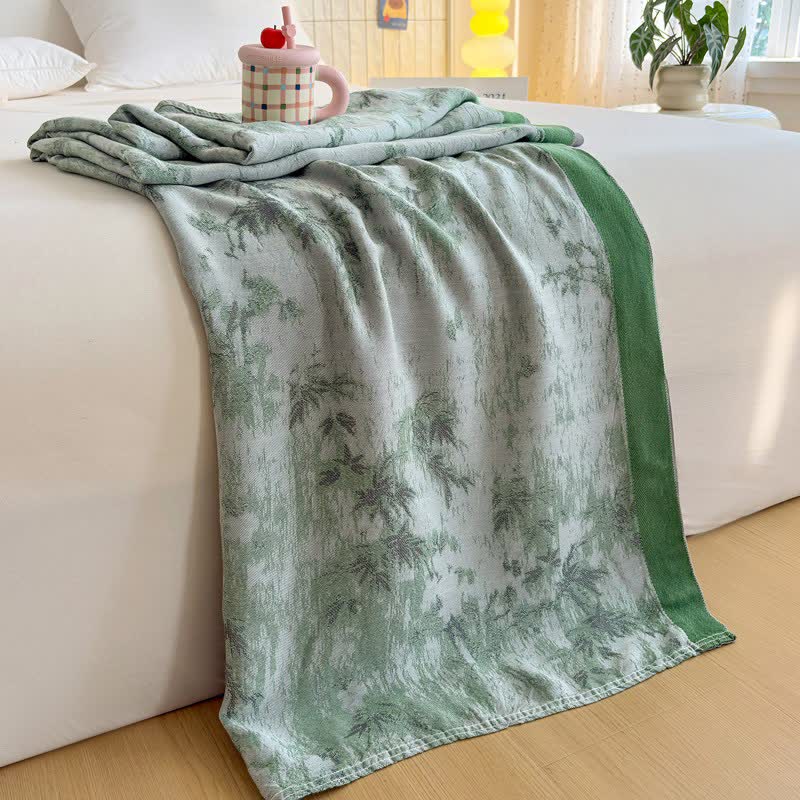 Artistic Botanical Bamboo Fiber Summer Blanket