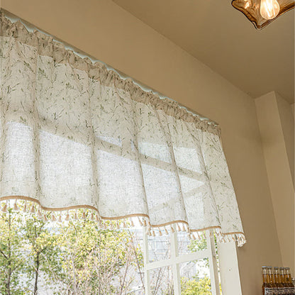 Botanical Leaf Semi-Sheer Short Drapes