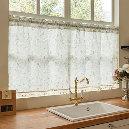 Botanical Leaf Semi-Sheer Short Drapes