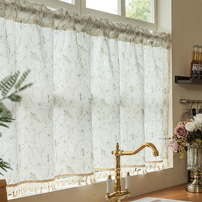 Botanical Leaf Semi-Sheer Short Drapes