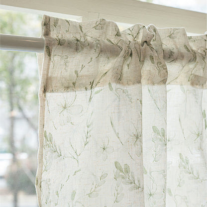 Botanical Leaf Semi-Sheer Short Drapes