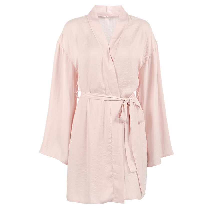 Solid Blush Kimono Robe Set