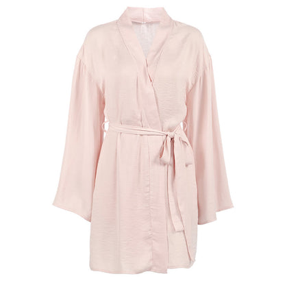 Solid Blush Kimono Robe Set