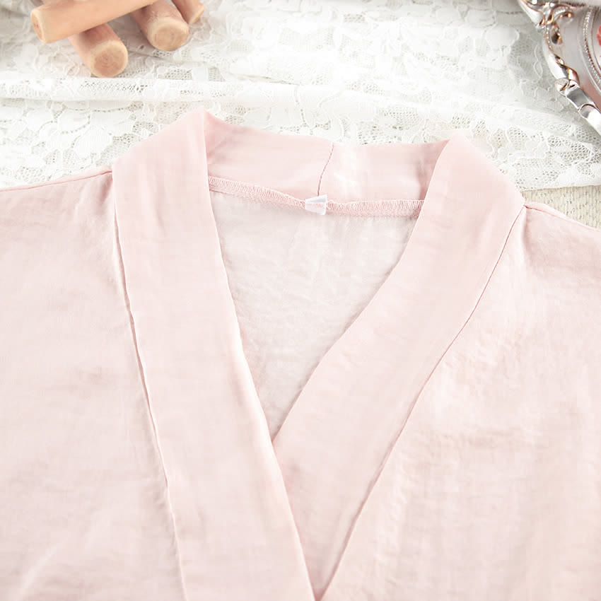 Solid Blush Kimono Robe Set