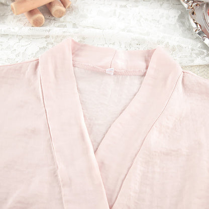 Solid Blush Kimono Robe Set