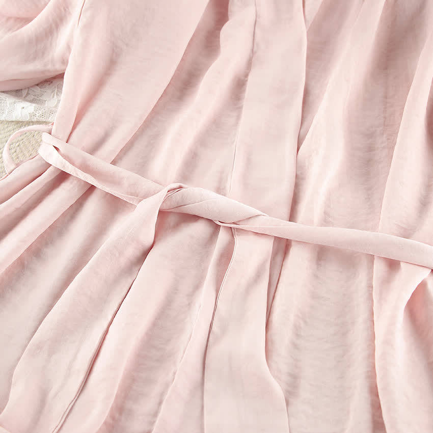 Solid Blush Kimono Robe Set