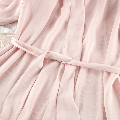 Solid Blush Kimono Robe Set