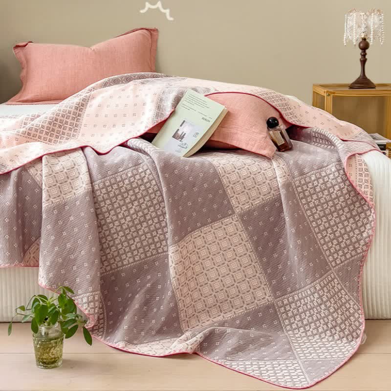 Geometric Patchwork Cotton Triple Gauze Quilt