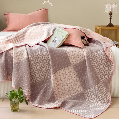 Geometric Patchwork Cotton Triple Gauze Quilt