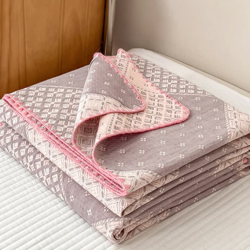 Geometric Patchwork Cotton Triple Gauze Quilt