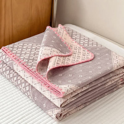 Geometric Patchwork Cotton Triple Gauze Quilt
