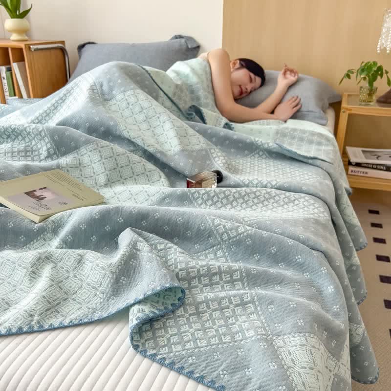 Geometric Patchwork Cotton Triple Gauze Quilt