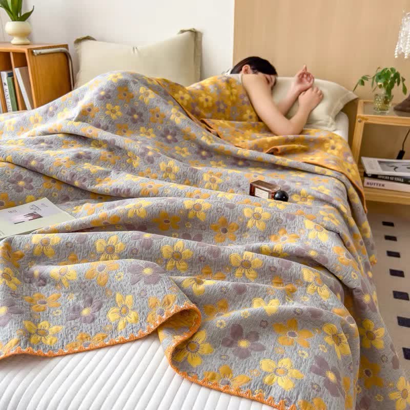 Rustic Wildflower Cotton Triple Gauze Quilt