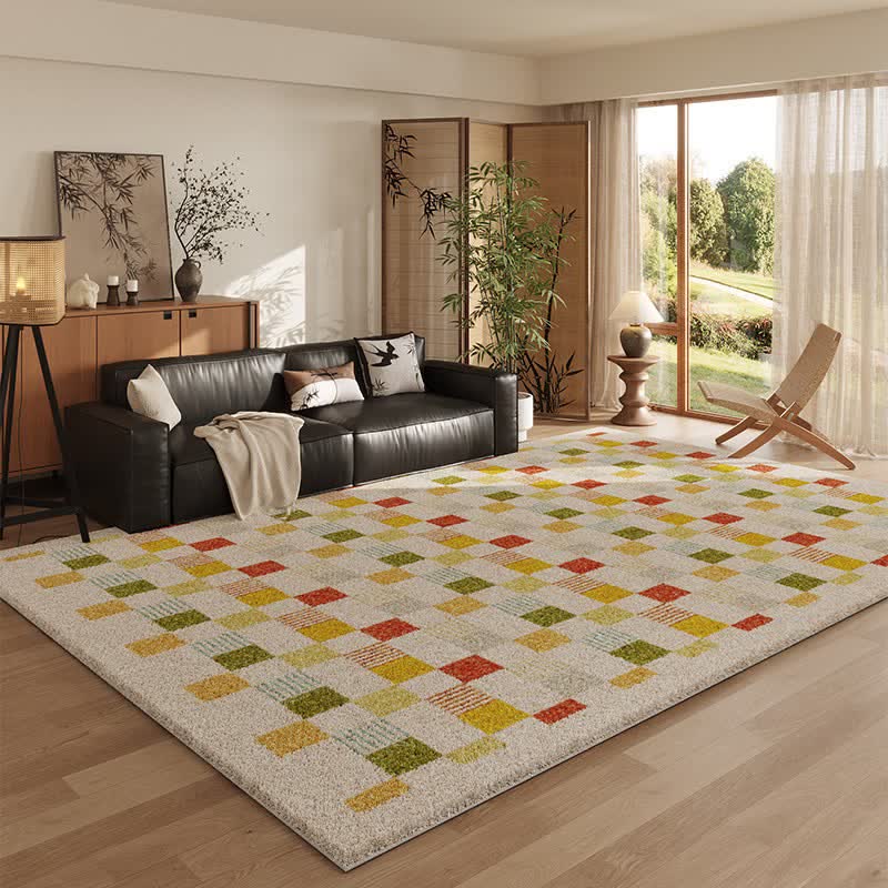 Dopamine Color Block Checkered Rug