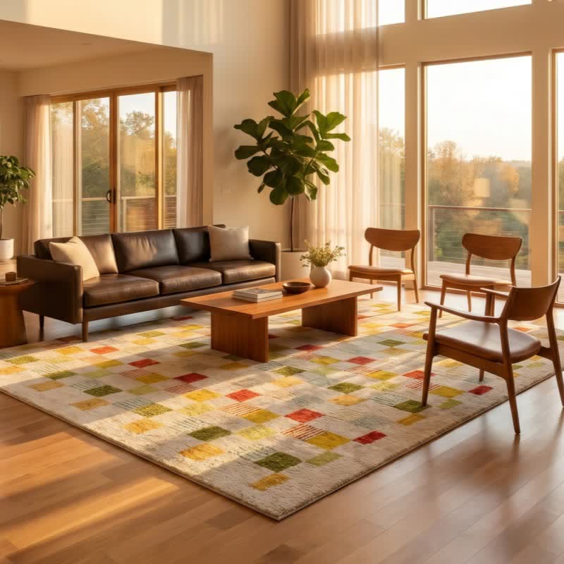 Dopamine Color Block Checkered Rug