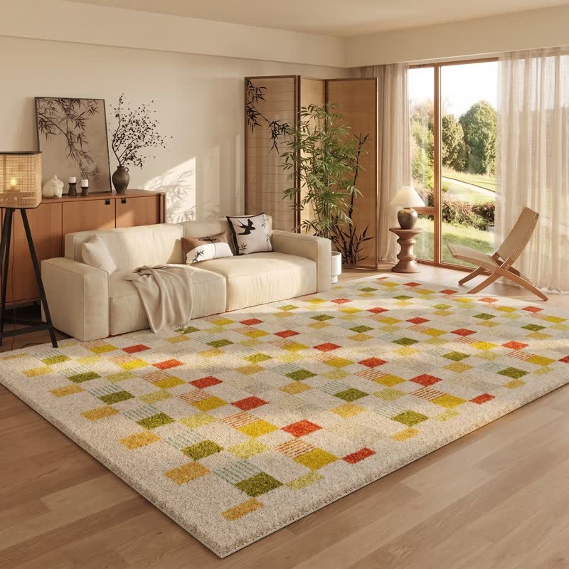Dopamine Color Block Checkered Rug