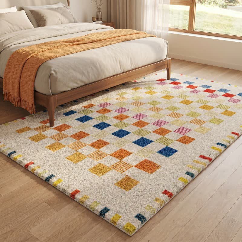 Soft Multicolor Checkerboard Area Rug