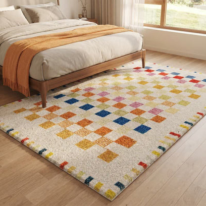 Soft Multicolor Checkerboard Area Rug