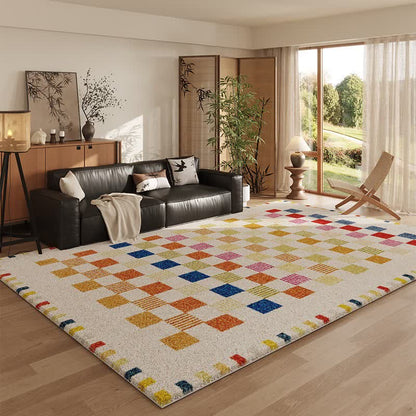Soft Multicolor Checkerboard Area Rug