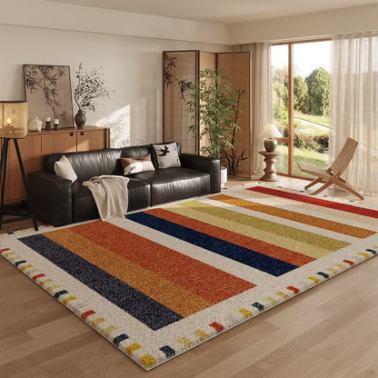 Multicolor Rainbow Striped Area Rug