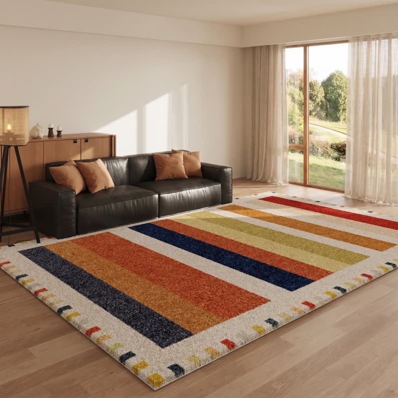 Multicolor Rainbow Striped Area Rug