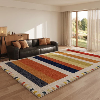 Multicolor Rainbow Striped Area Rug