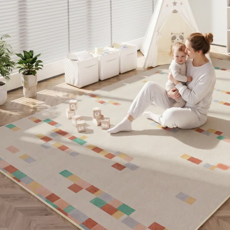 Pastel Geometric Kids Area Rug
