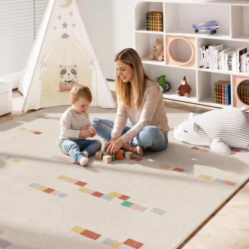 Pastel Geometric Kids Area Rug