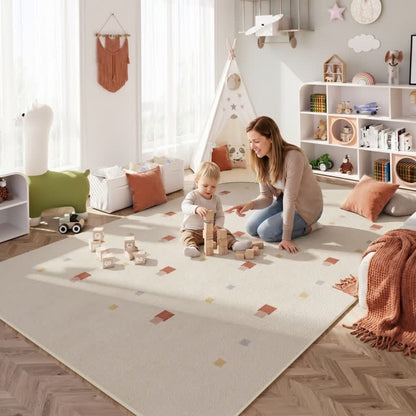 Neutral Pastel Dot Kids Area Rug